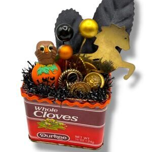 Halloween Decorative Sculpture Assemblage Salvage Art - Clove Owl